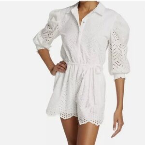 MISA Los Angeles Joanna eyelet lace white Romper SMALL NWT jumpsuit wedding